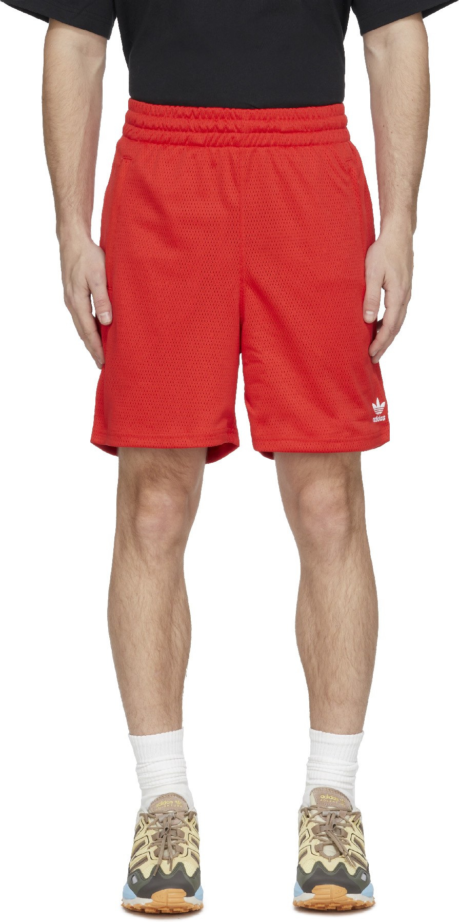 adidas Originals: Red Essential Mesh Shorts - 1