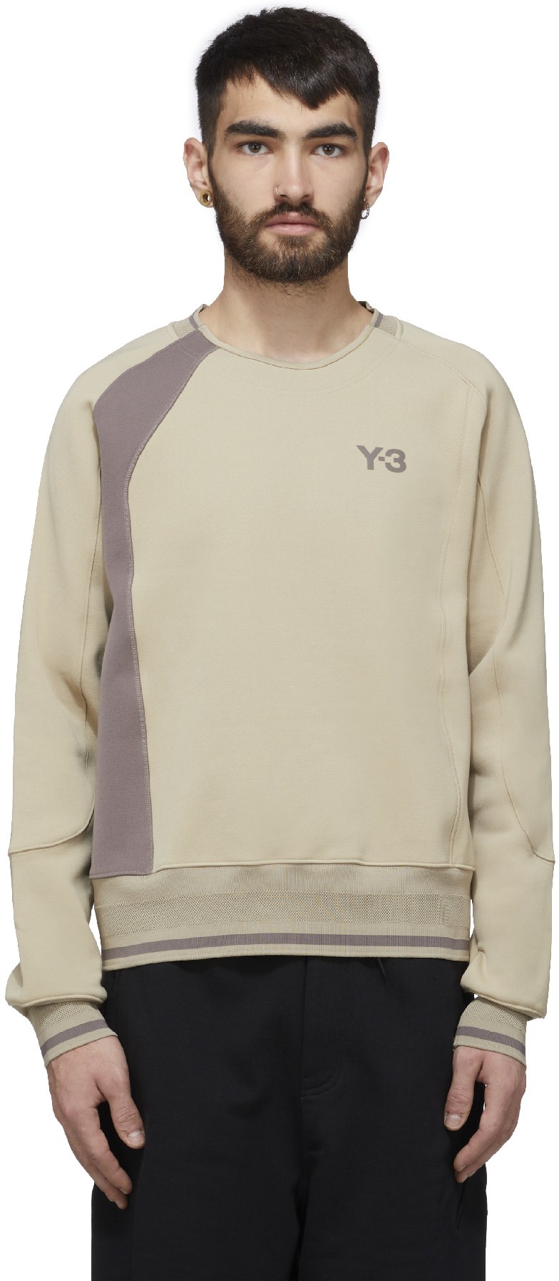 Y-3: Red Logo Track Crew Sweater - 1