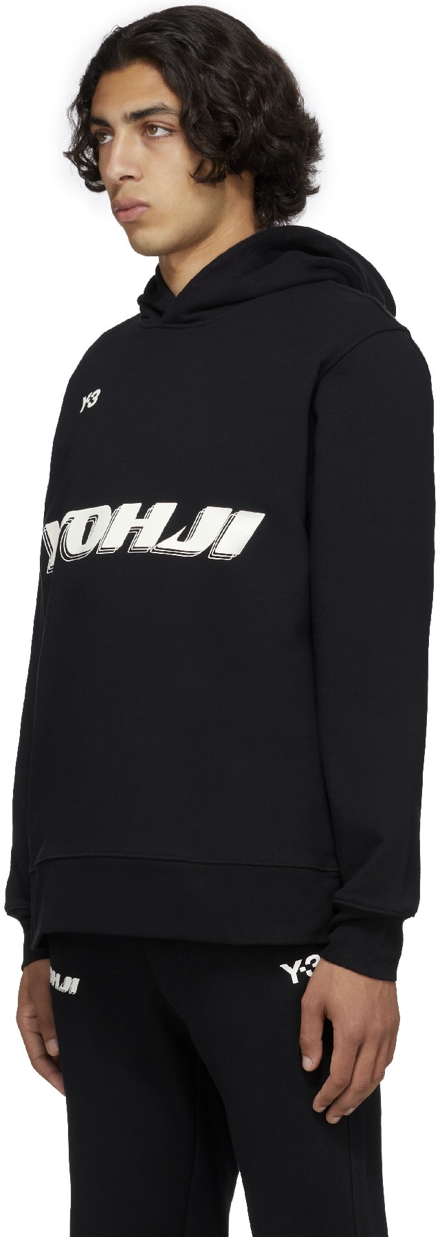 Y-3: Black Graphic Hoodie - 2