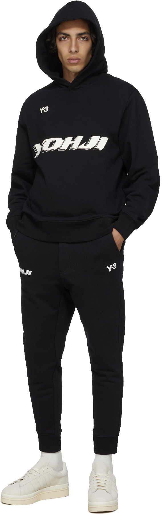 Y-3: Black Graphic Hoodie - 4