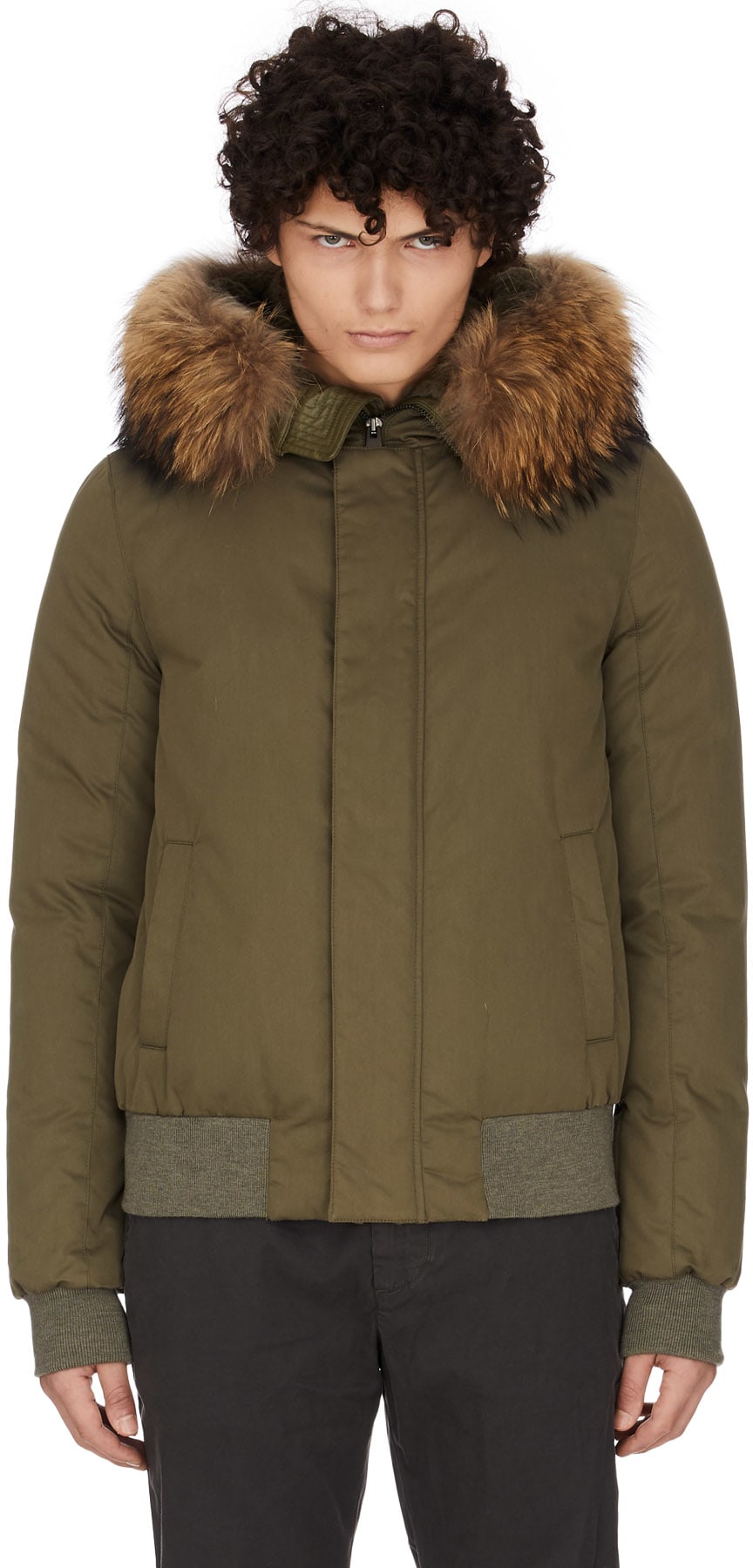 Yves Salomon: Green Double Garment Hooded Bomber - 1