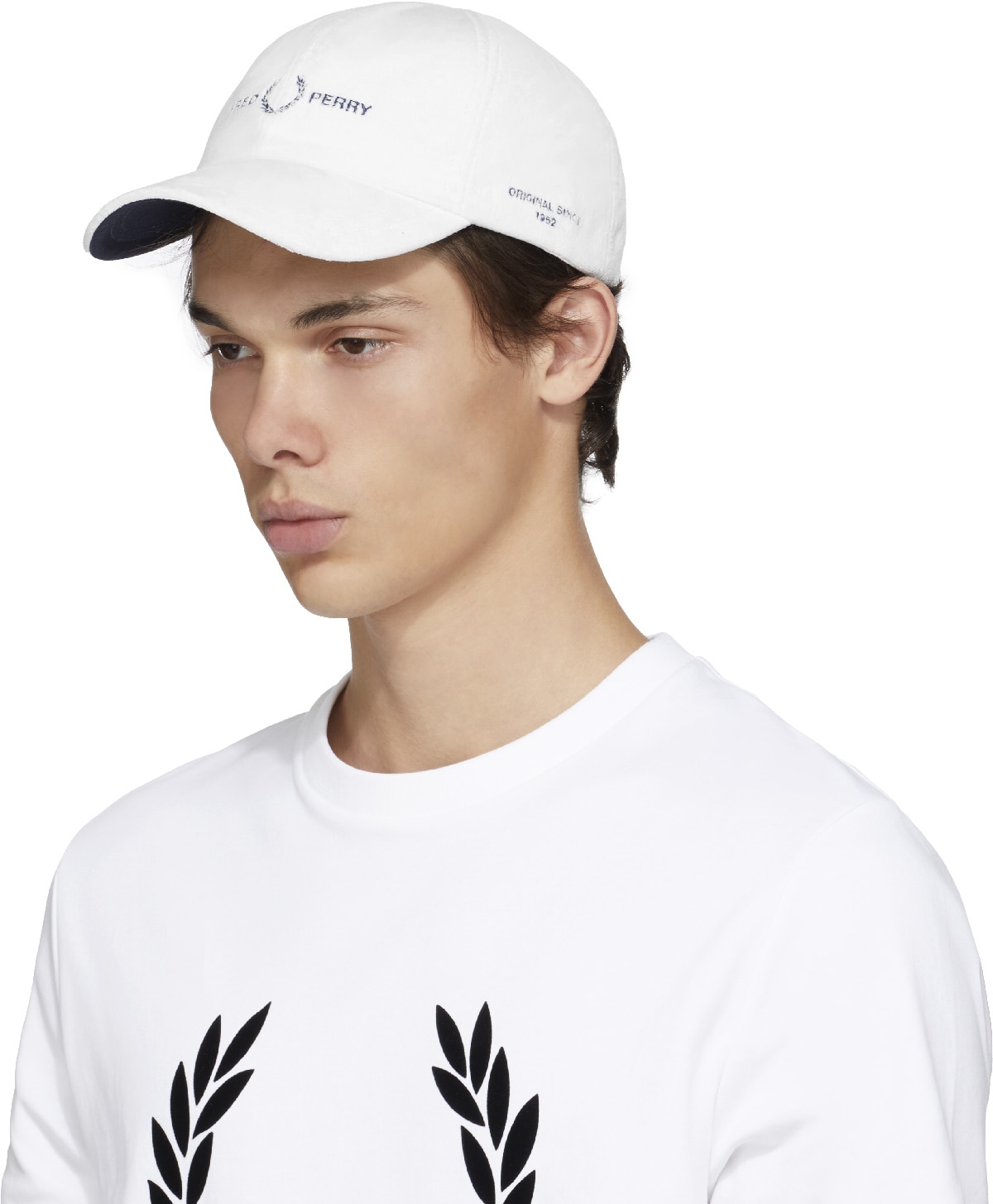 Fred Perry: Blanc Casquette en Tissu Éponge Blanc - 2