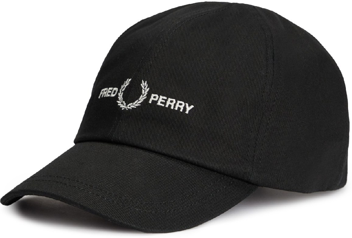 Fred Perry: Black Graphic Branding Twill Cap - 2