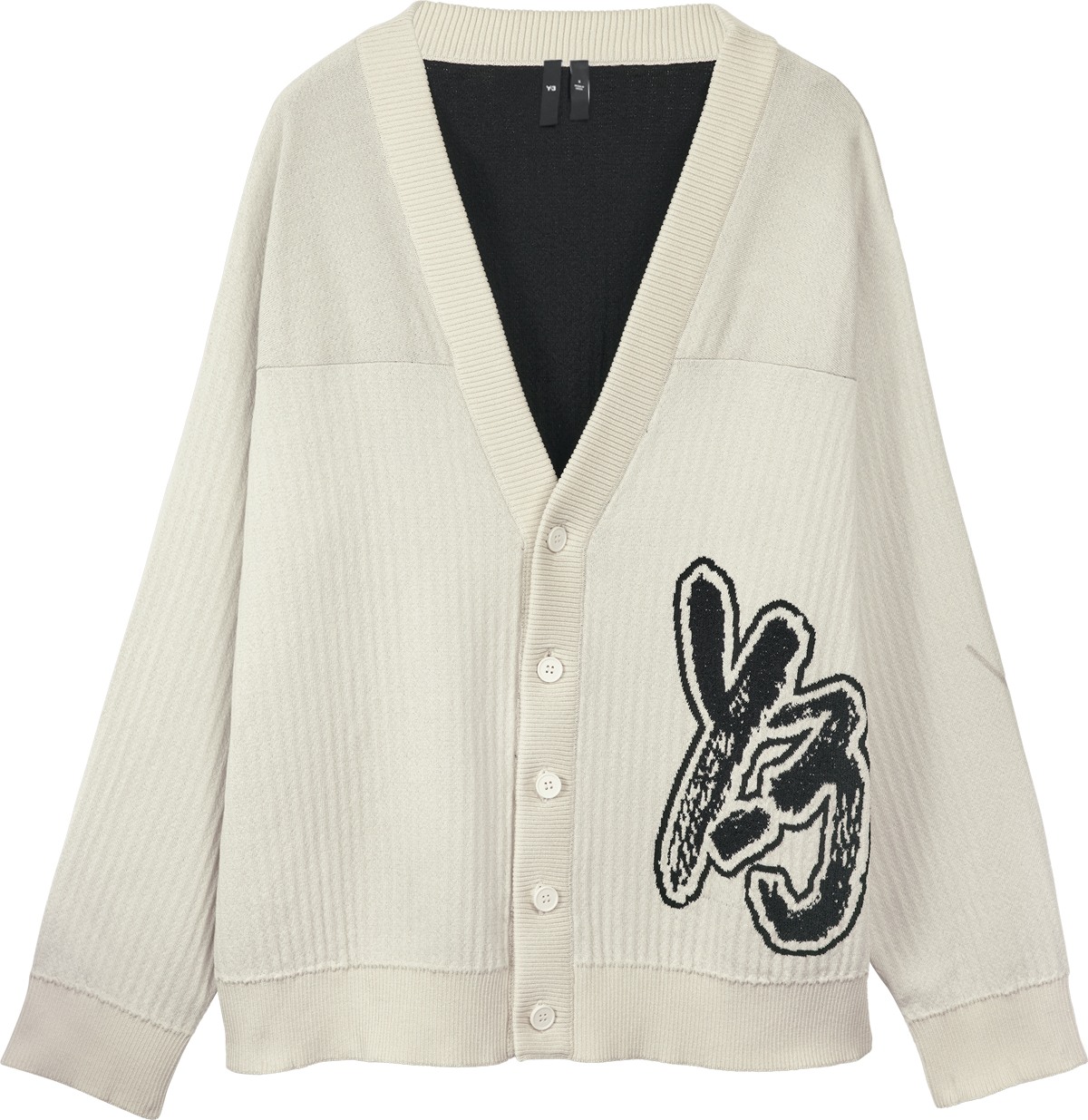 Y-3: White Logo Knit Cardigan - 1