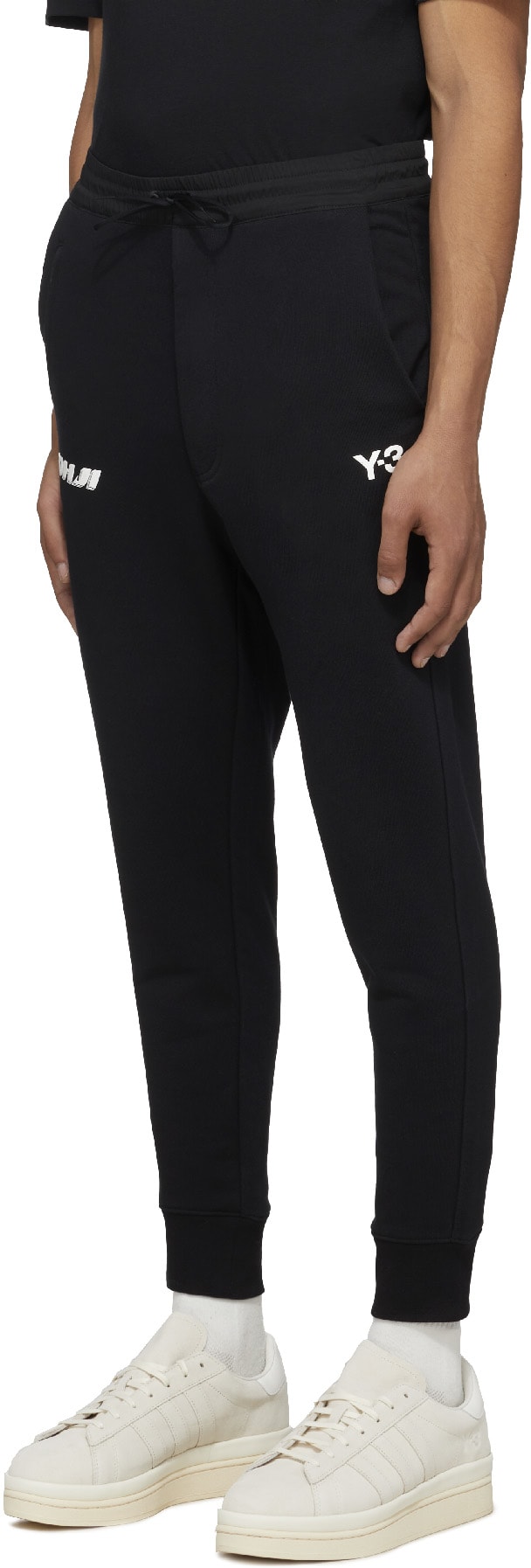 Y-3: Black Graphic Cuffed Pant - 2