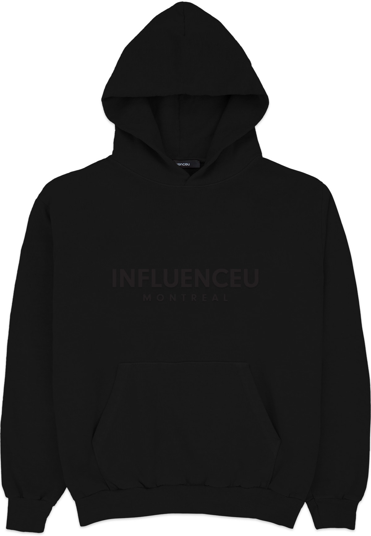 influenceu: Noir Veste à Capuche Épaisse à Logo Noir - 1