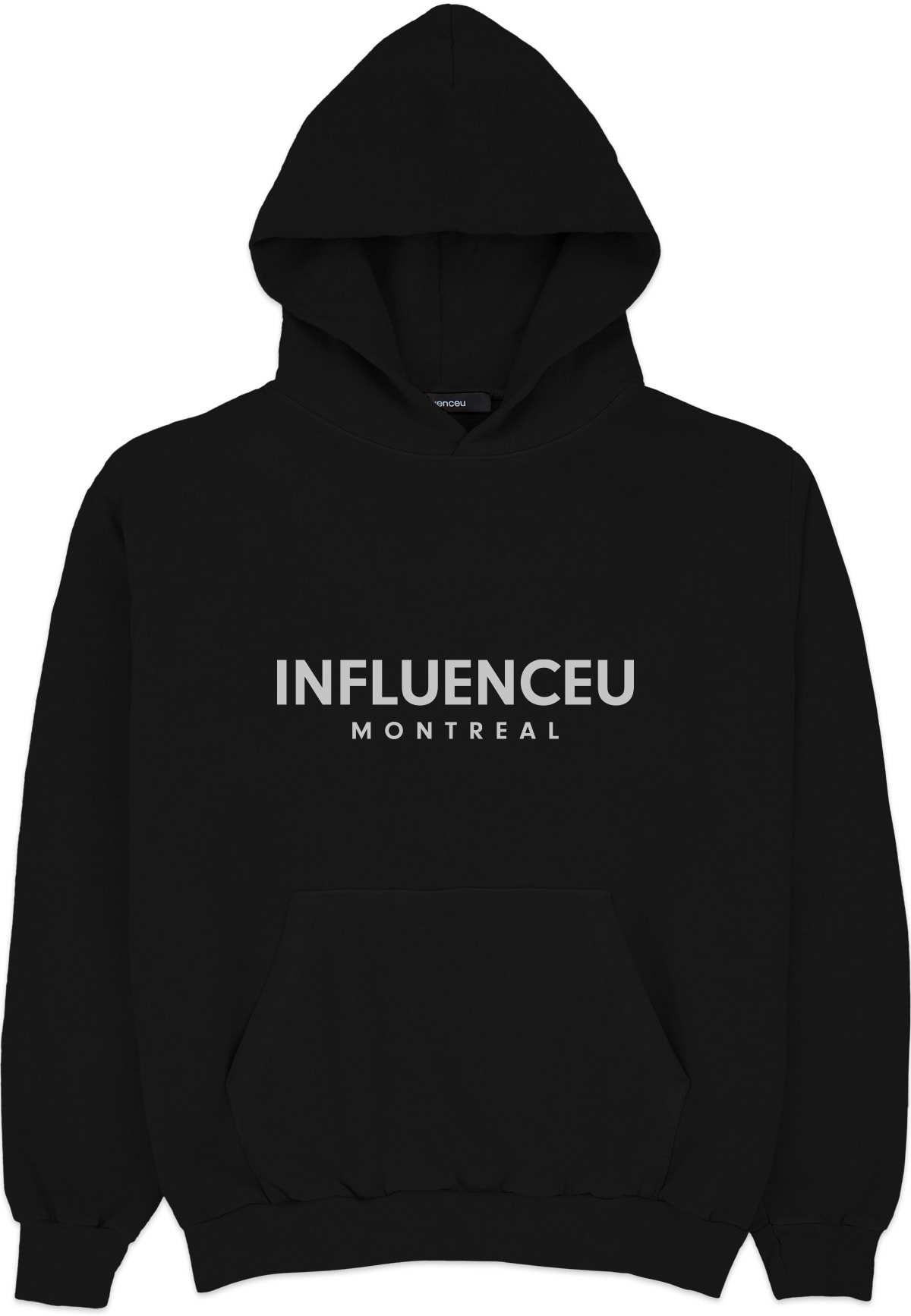 influenceu: Black Heavy Fleece Logo Hoodie - 1