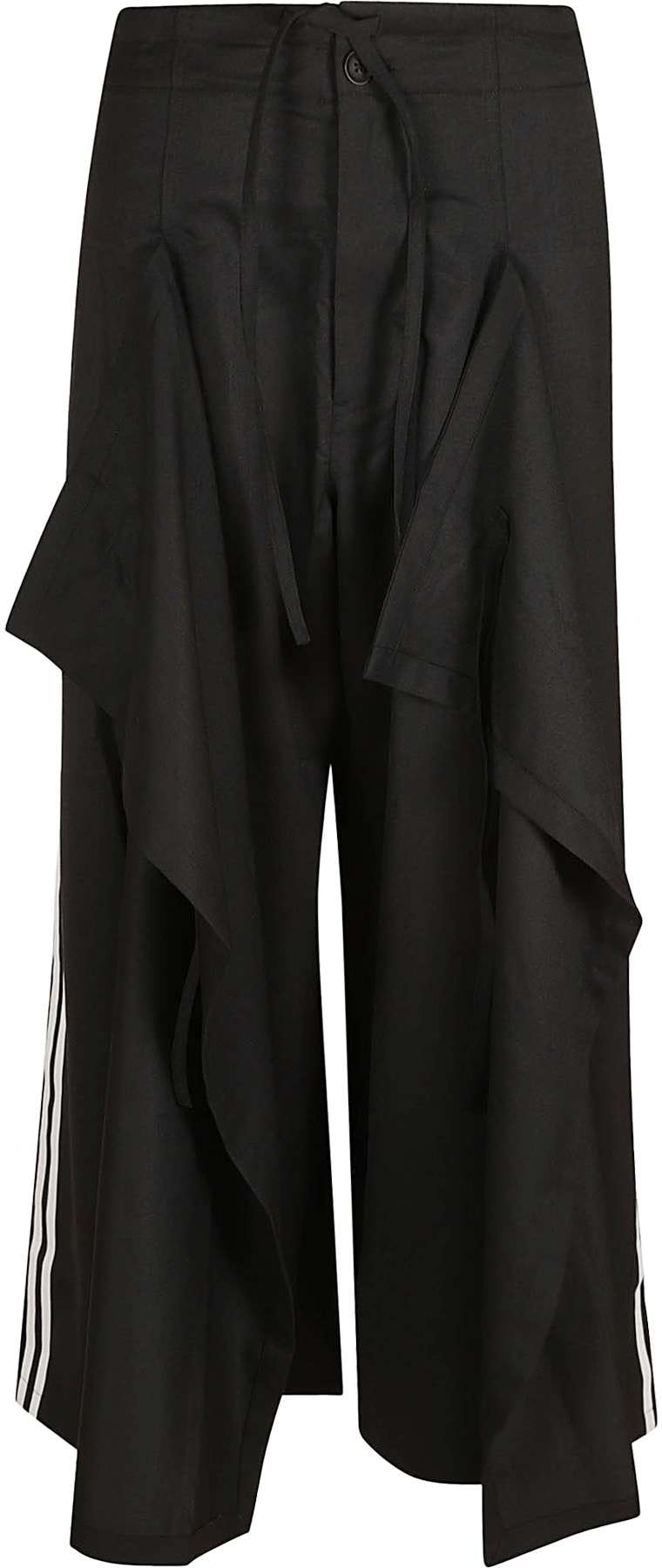 Y-3: Black Refined Woven Wide Leg Pants - 1