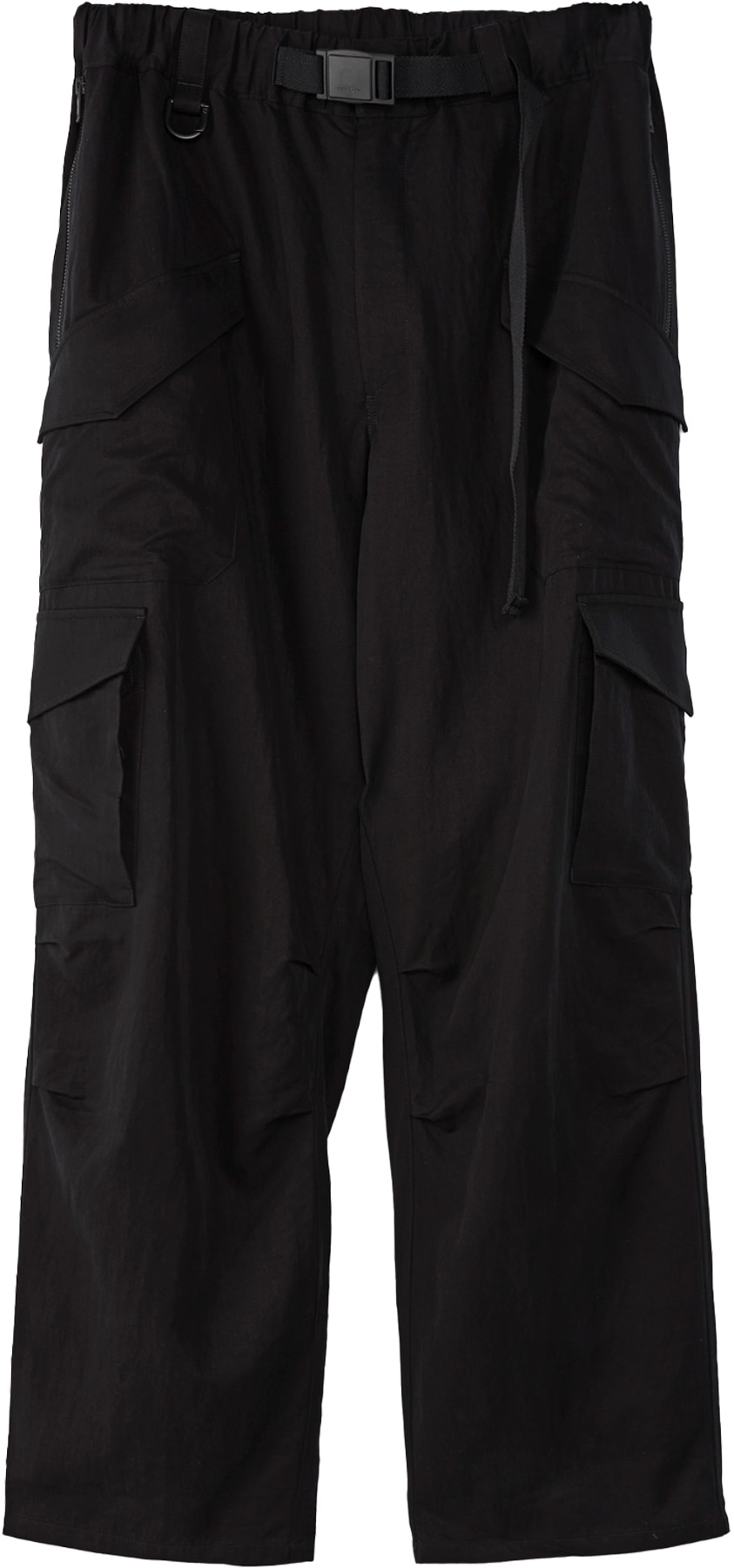 Y-3: Black Washed Twill Pants - 1