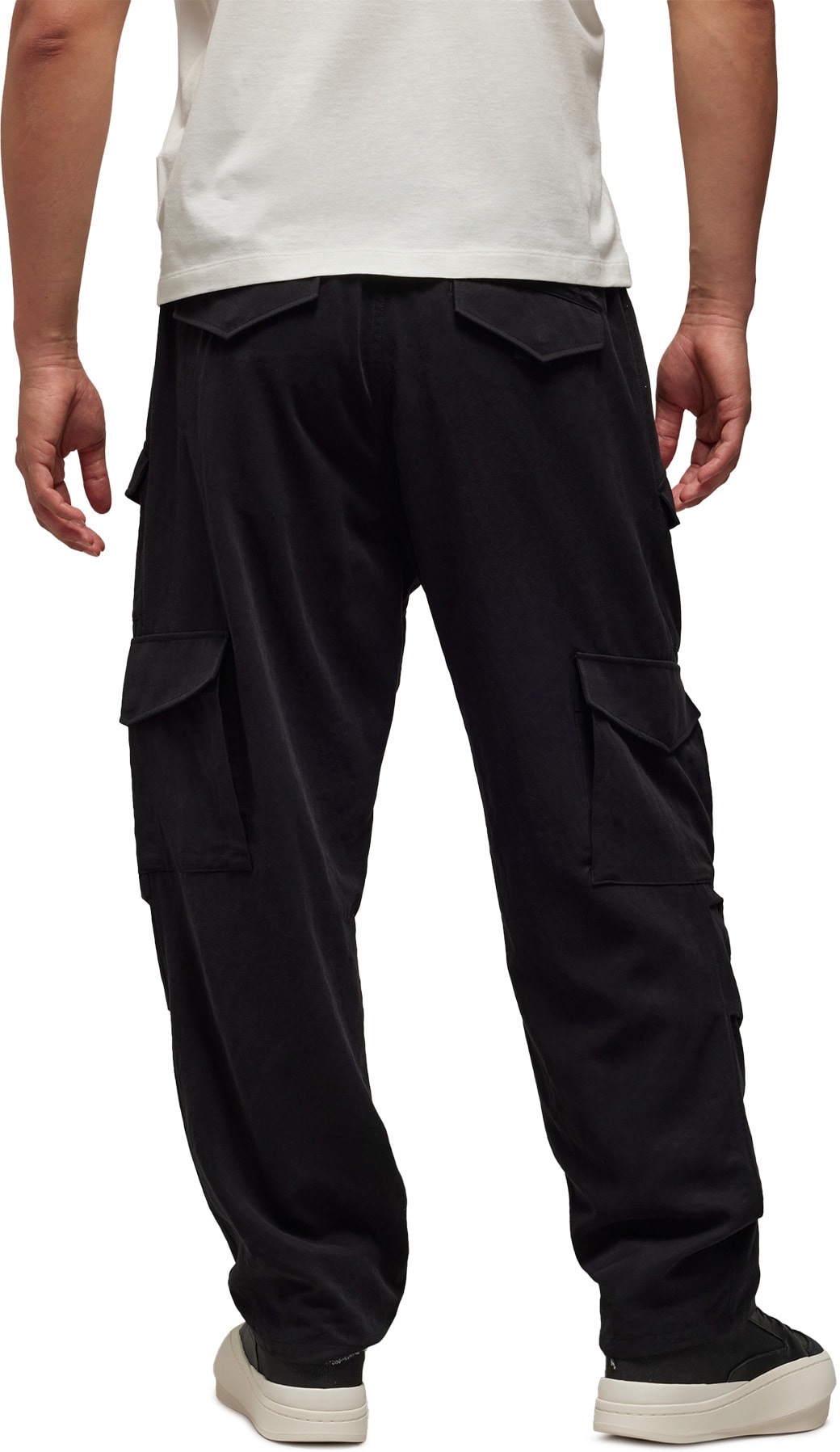 Y-3: Black Washed Twill Pants - 3