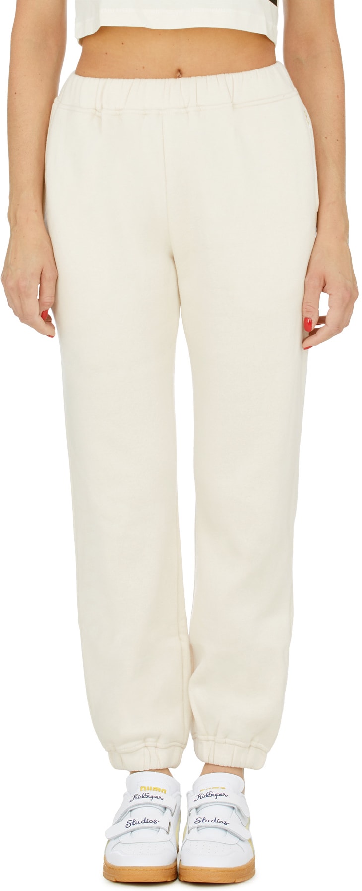 influenceu: White Fleece Sweatpants - 1