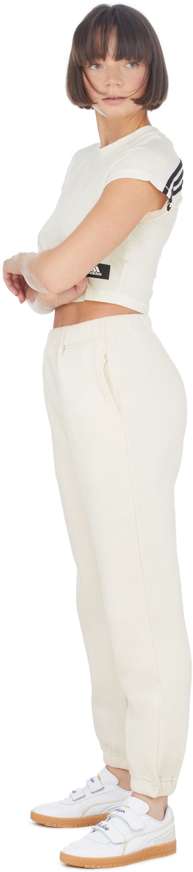 influenceu: White Fleece Sweatpants - 4
