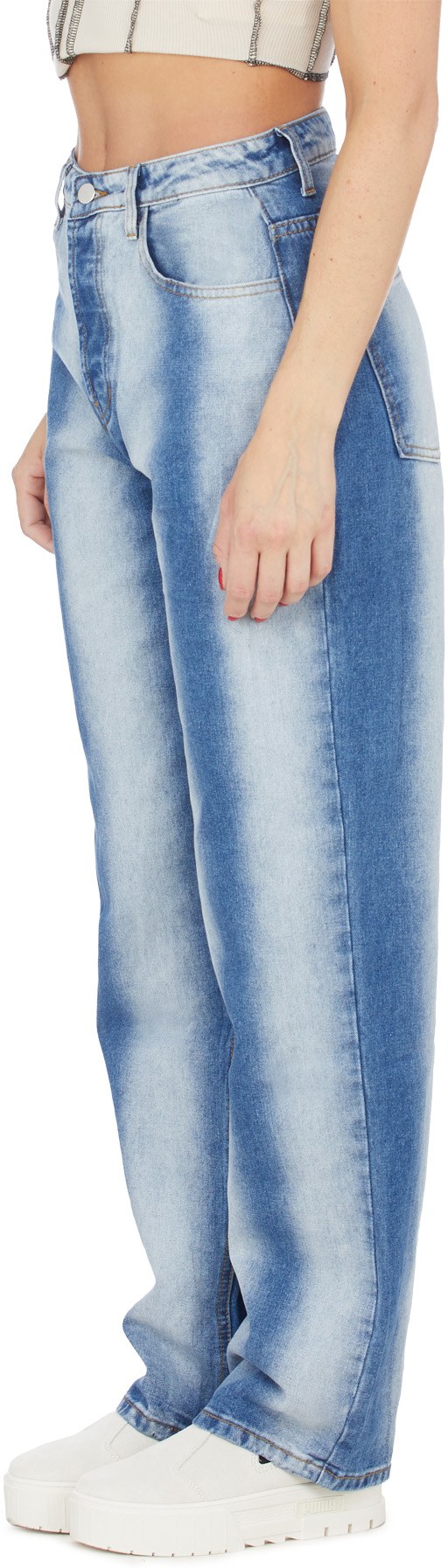 influenceu: Blue Flared Denim Jeans - 2