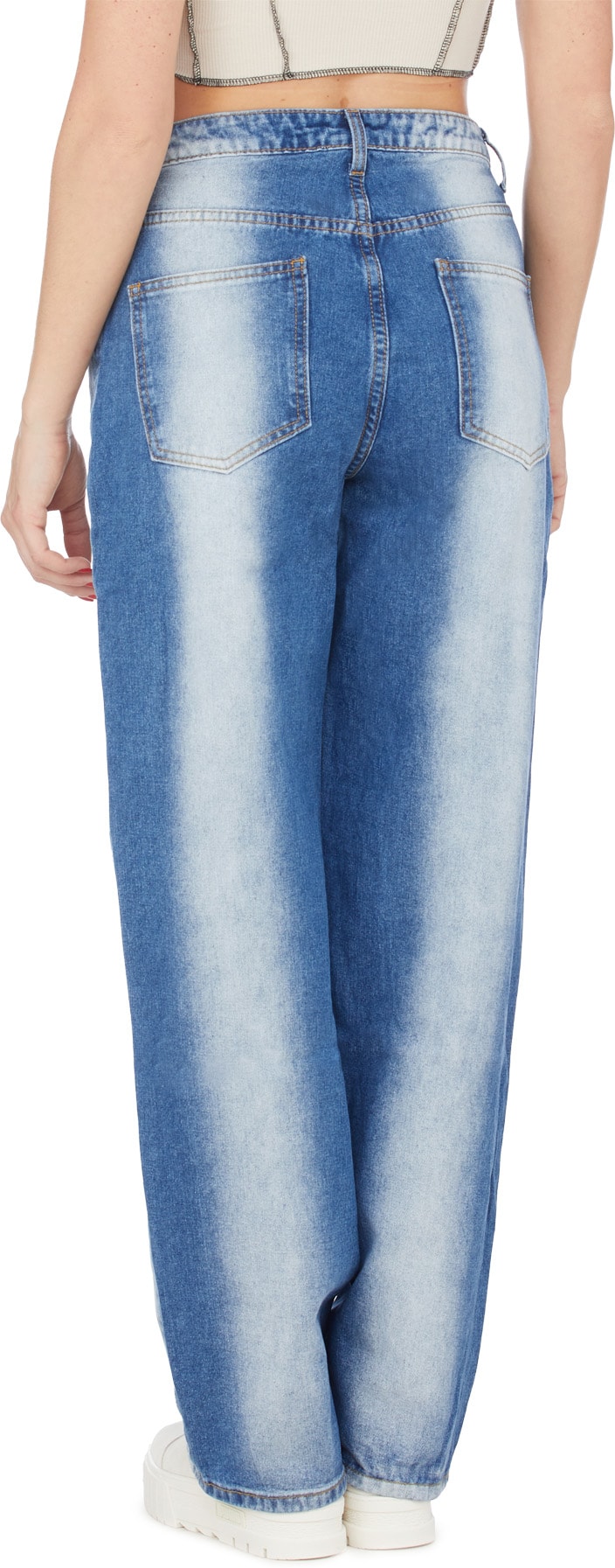 influenceu: Blue Flared Denim Jeans - 3