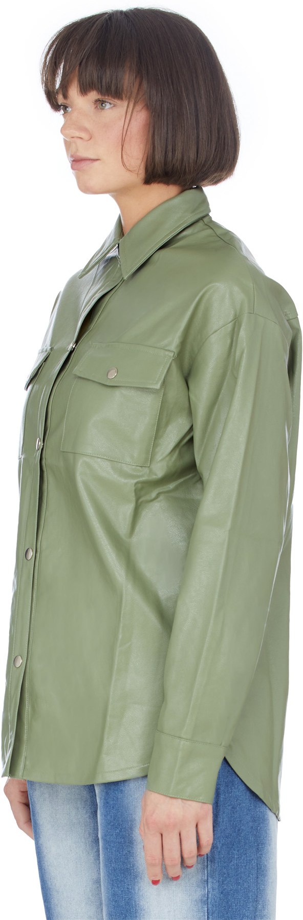 influenceu: Green Vegan Leather Shacket - 2