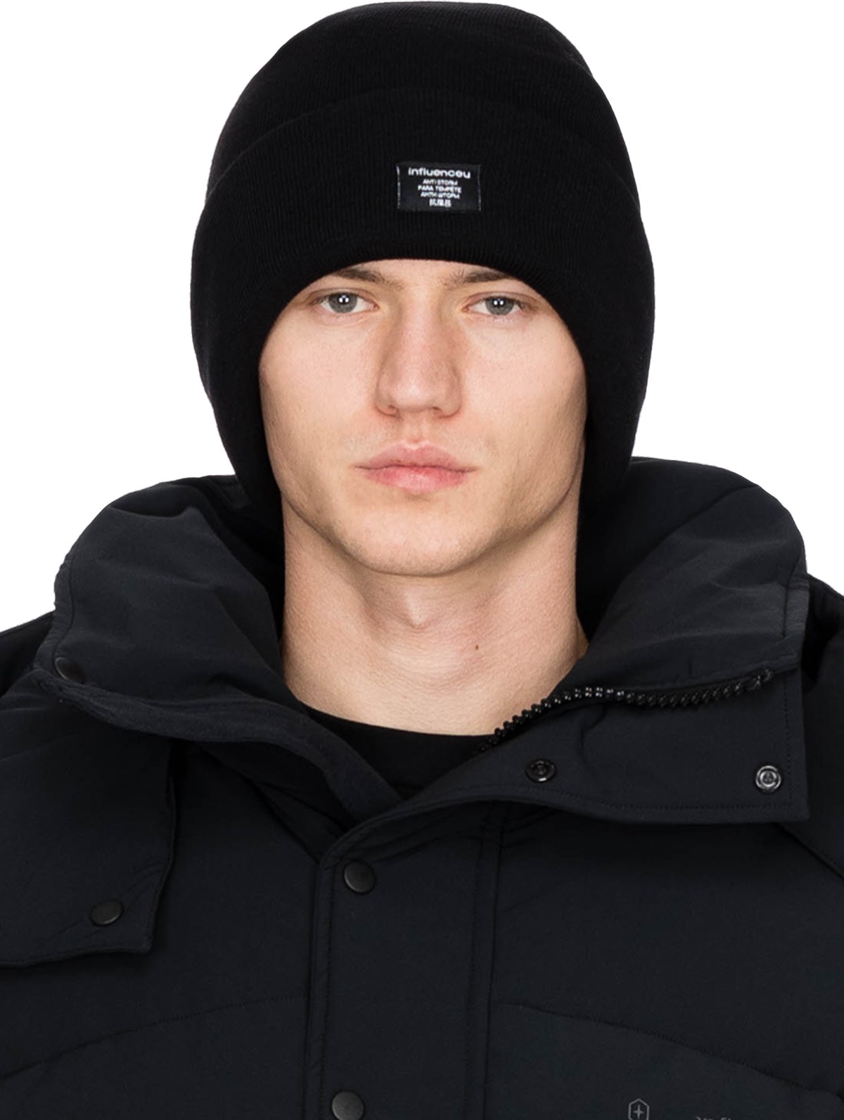 influenceu: Black 'Anti Storm' Four Layer Watch Cap - 1