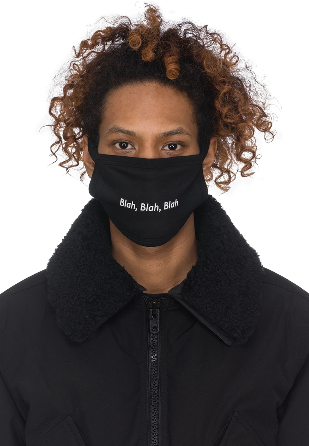 influenceu: Black 'Blah, Blah, Blah' Reversible Mask - 1