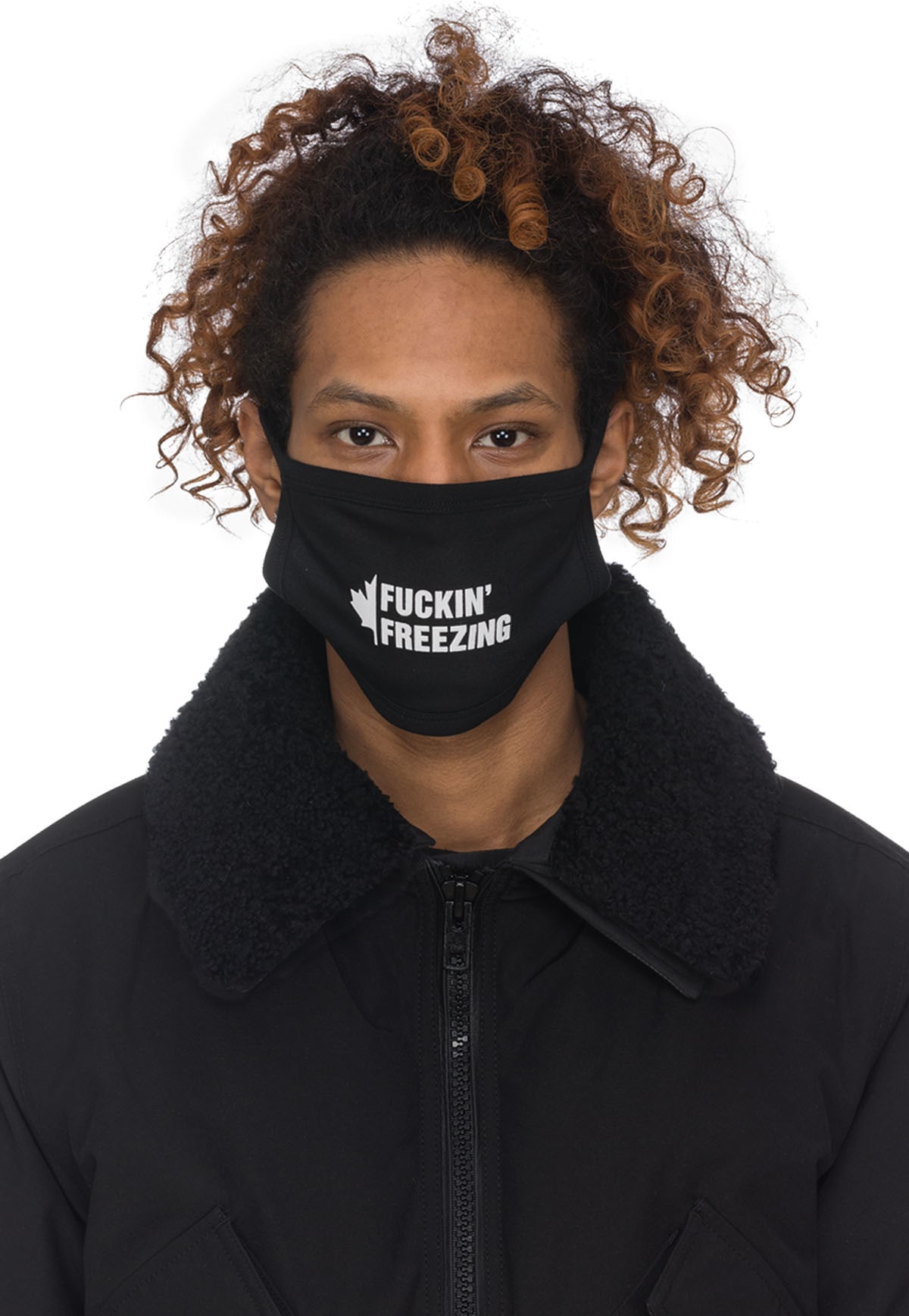 influenceu: Black 'Fucking Freezing' Reversible Mask - 1