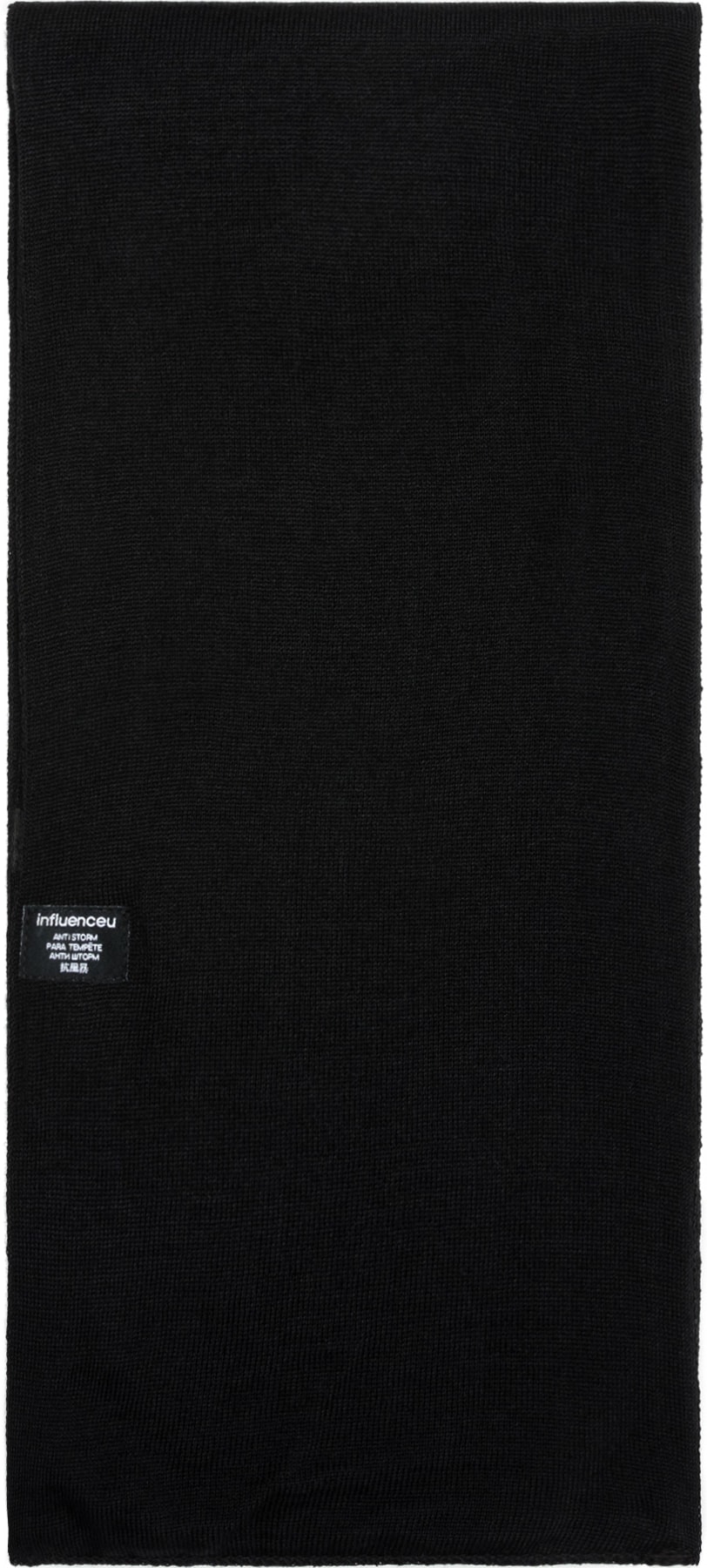 influenceu: Black 'Anti Storm' Solid Knit Scarf - 4