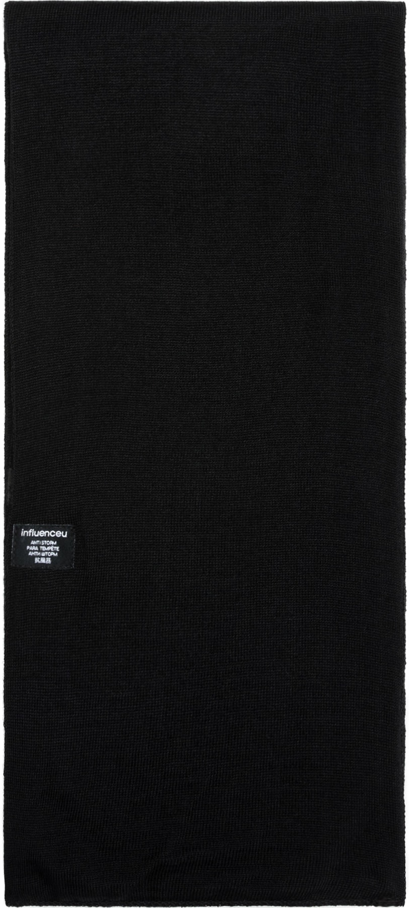 influenceu: Black 'Anti Storm' Solid Knit Scarf - 4