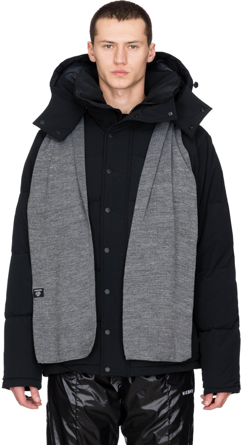 influenceu: Grey 'Anti Storm' Solid Knit Scarf - 1