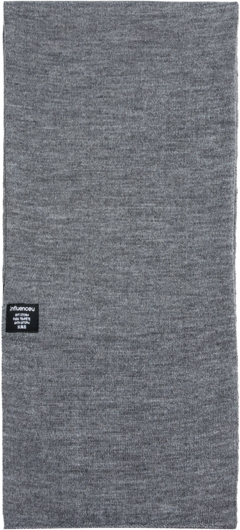 influenceu: Grey 'Anti Storm' Solid Knit Scarf - 4