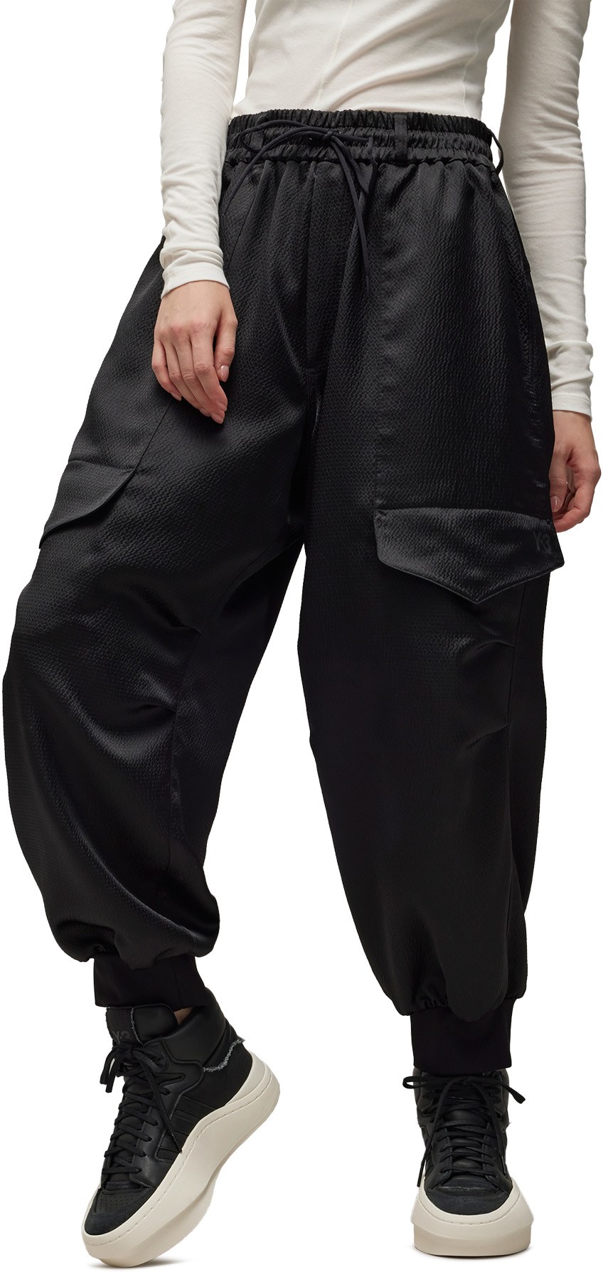 Y-3: Noir Tech Seersucker Cargo Pants Noir - 3