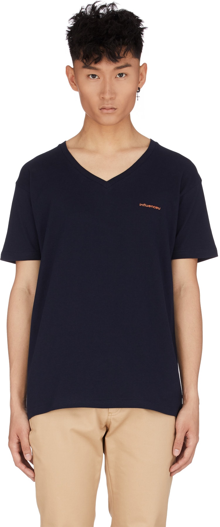 influenceu: Bleu T-Shirt V-Neck Logo Bleu - 1