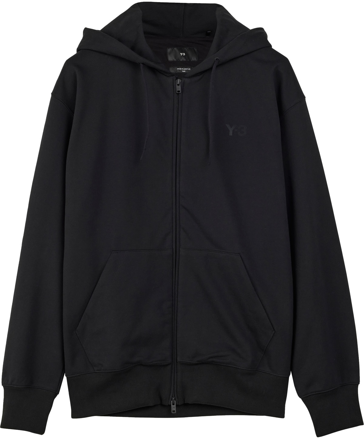 Y-3: Black French Terry Zip Hoodie - 1