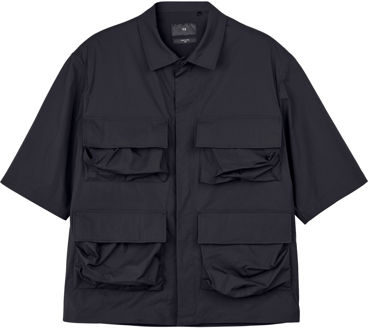 Y-3: Black Short Sleeve Pocket Shirt - 1