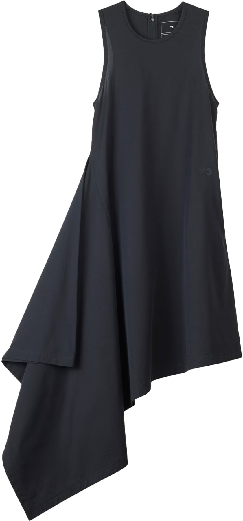 Y-3: Black Asymmetrical Dress - 1