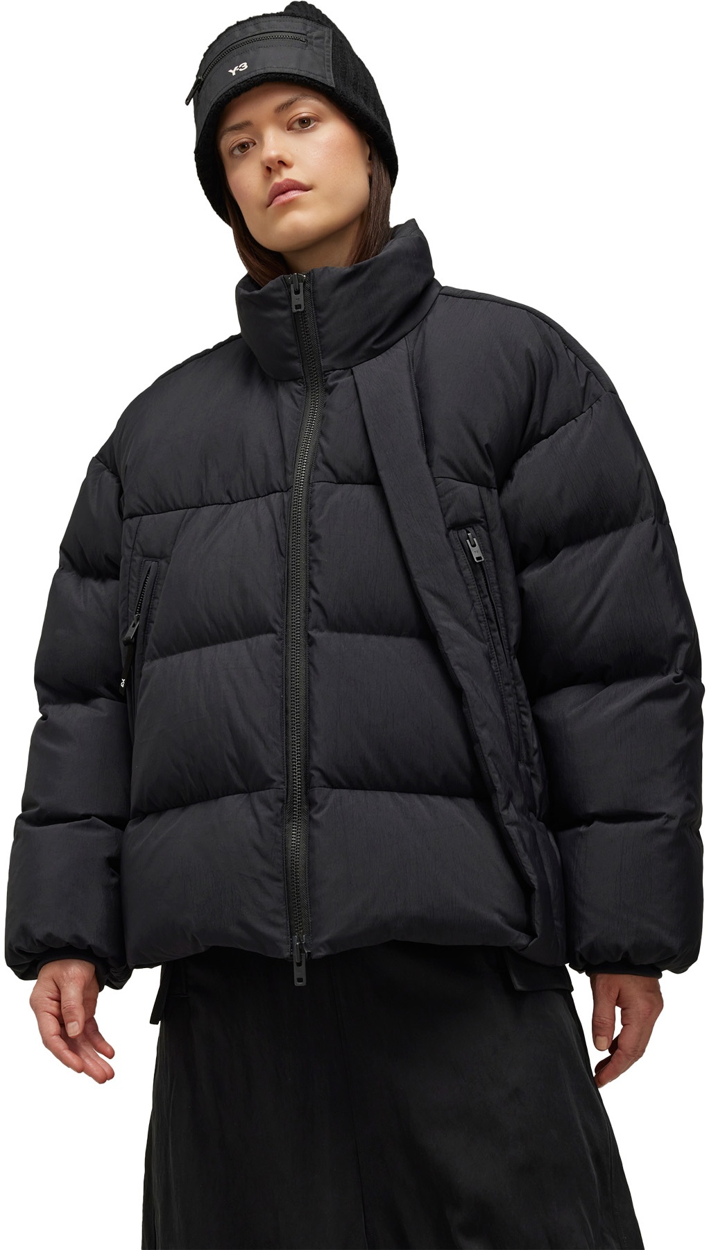 Y-3: Black Puffer Jacket - 3