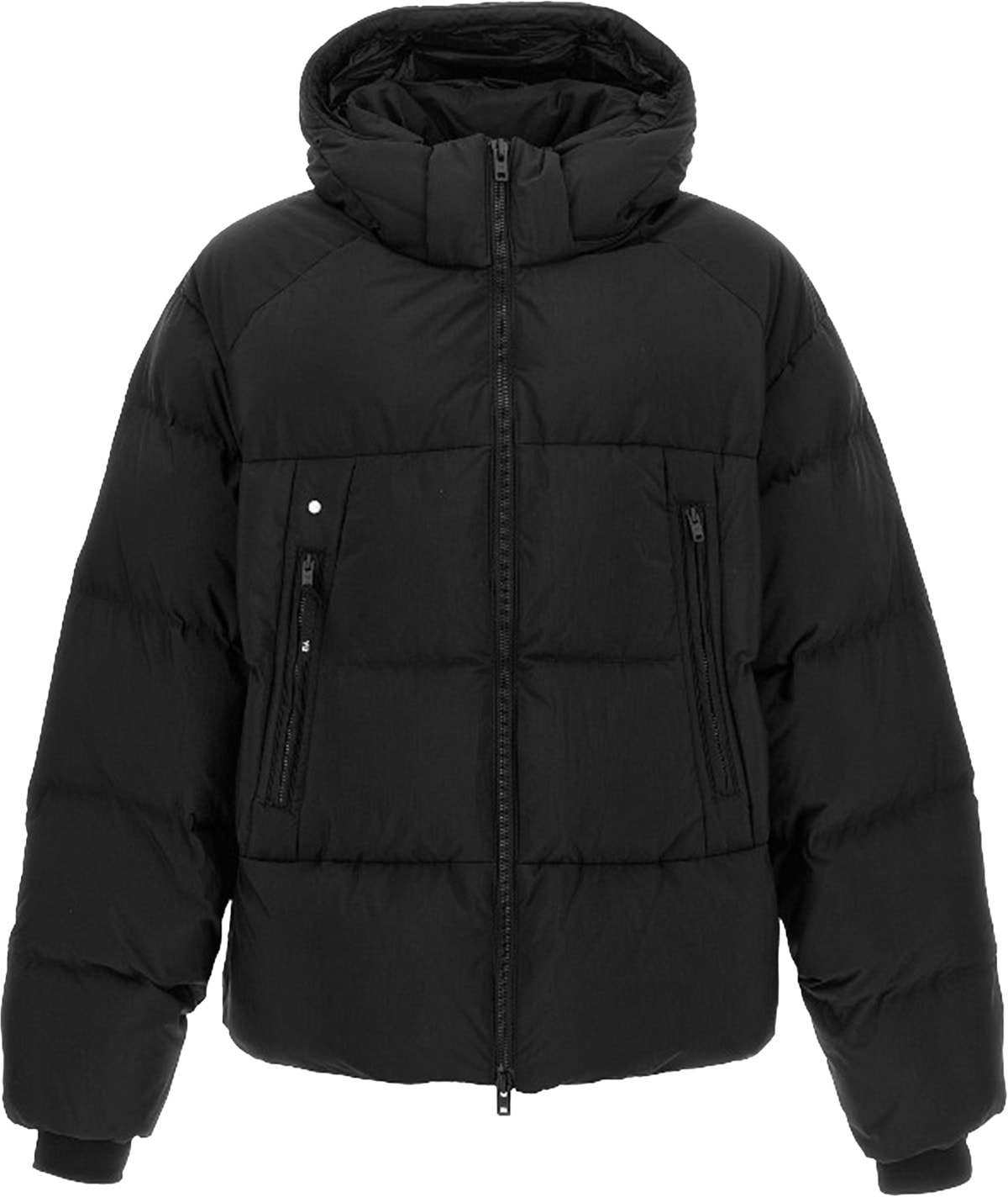 Y-3: Black Puffer Jacket - 1