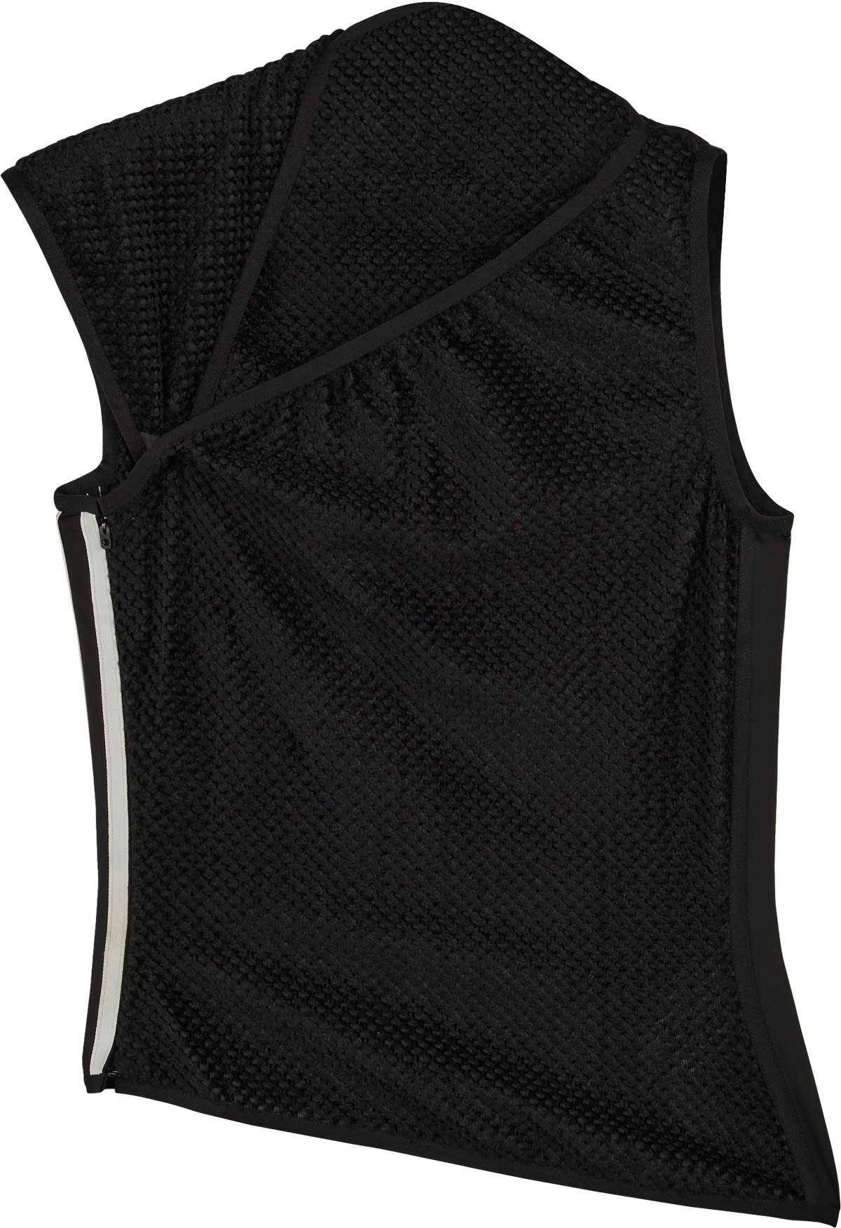 Y-3: Black Waffle Wrap Knit Top - 1