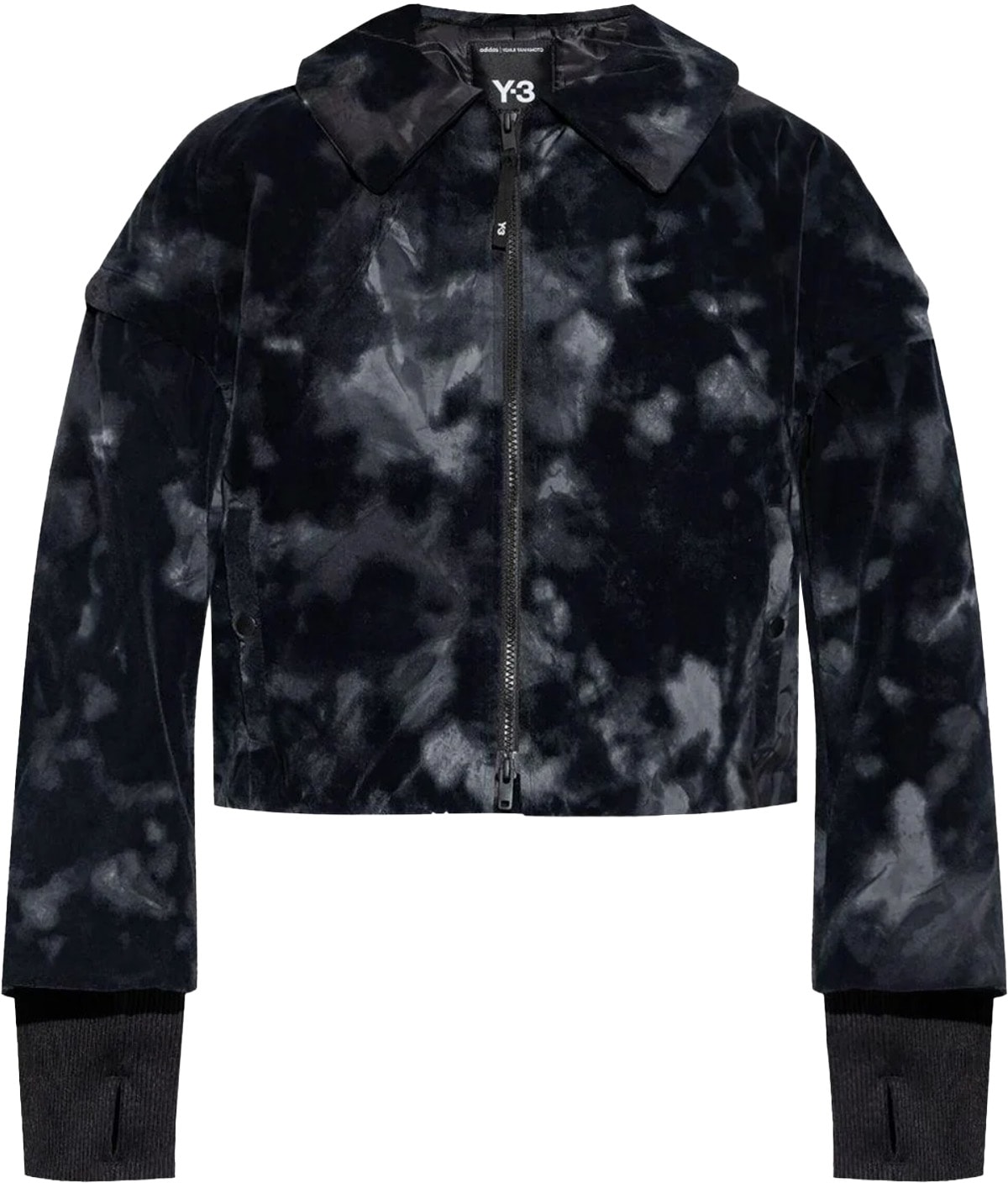 Y-3: Black Allover Printed Padded Jacket - 1