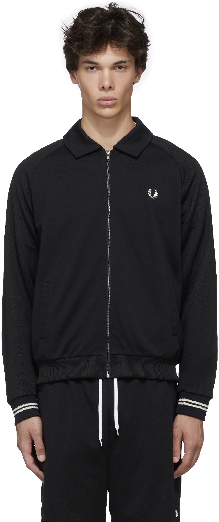 Fred Perry: Noir Veste de Survêtement Piqué Noir - 1