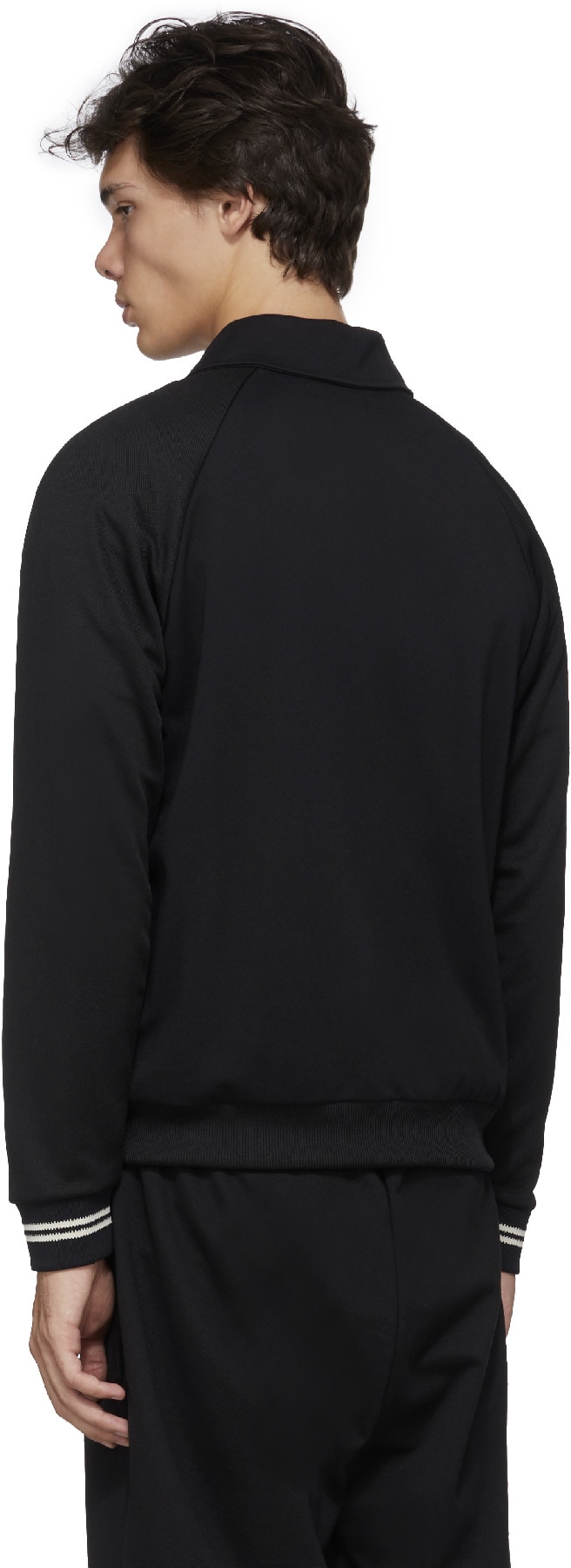 Fred Perry: Black Piqué Texture Track Jacket - 3
