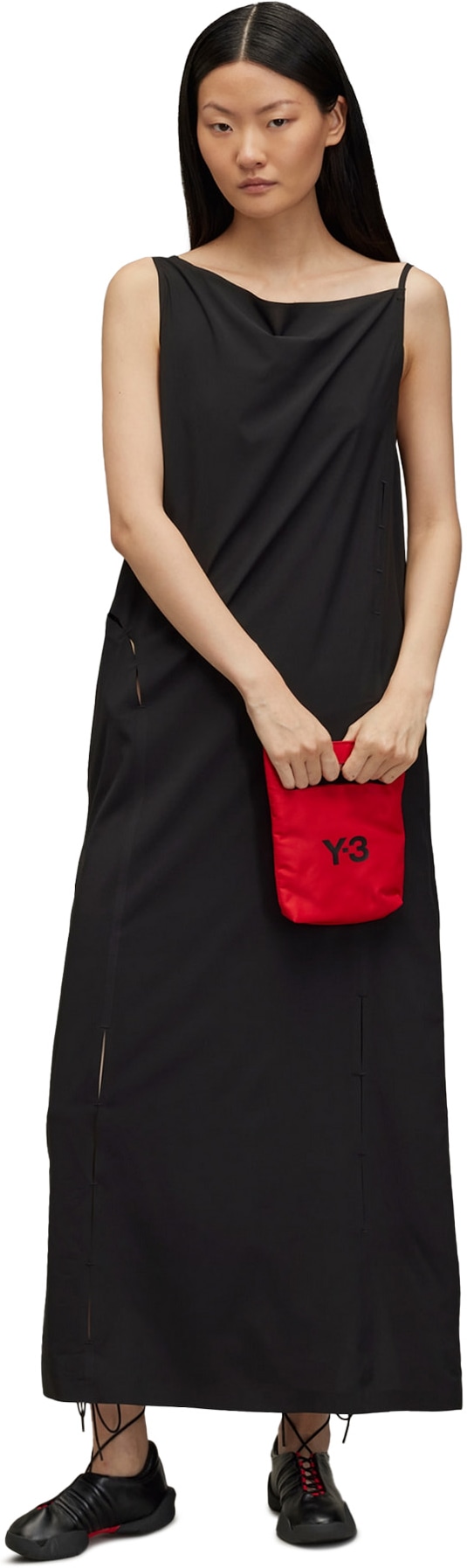 Y-3: Noir Robe fendue Noir - 2