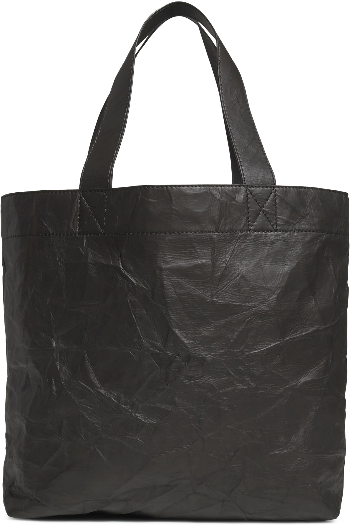Y-3: Black Leather Tote Bag - 1