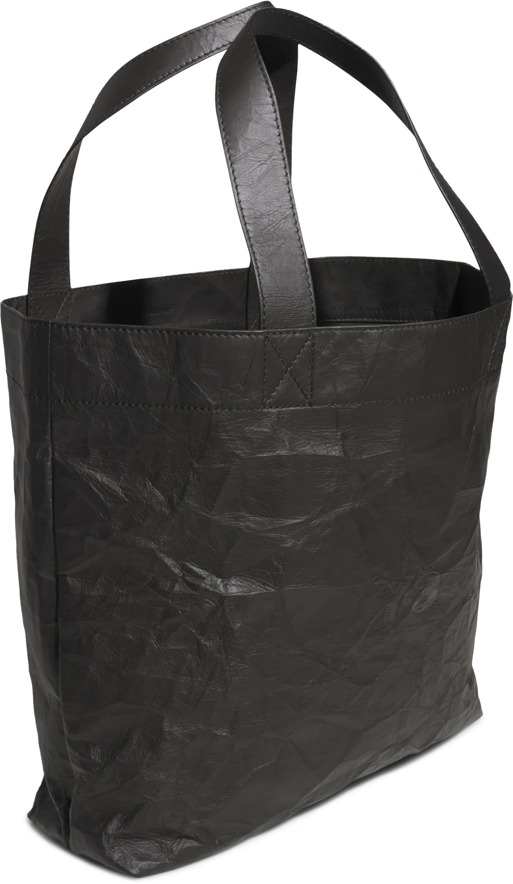Y-3: Black Leather Tote Bag - 2