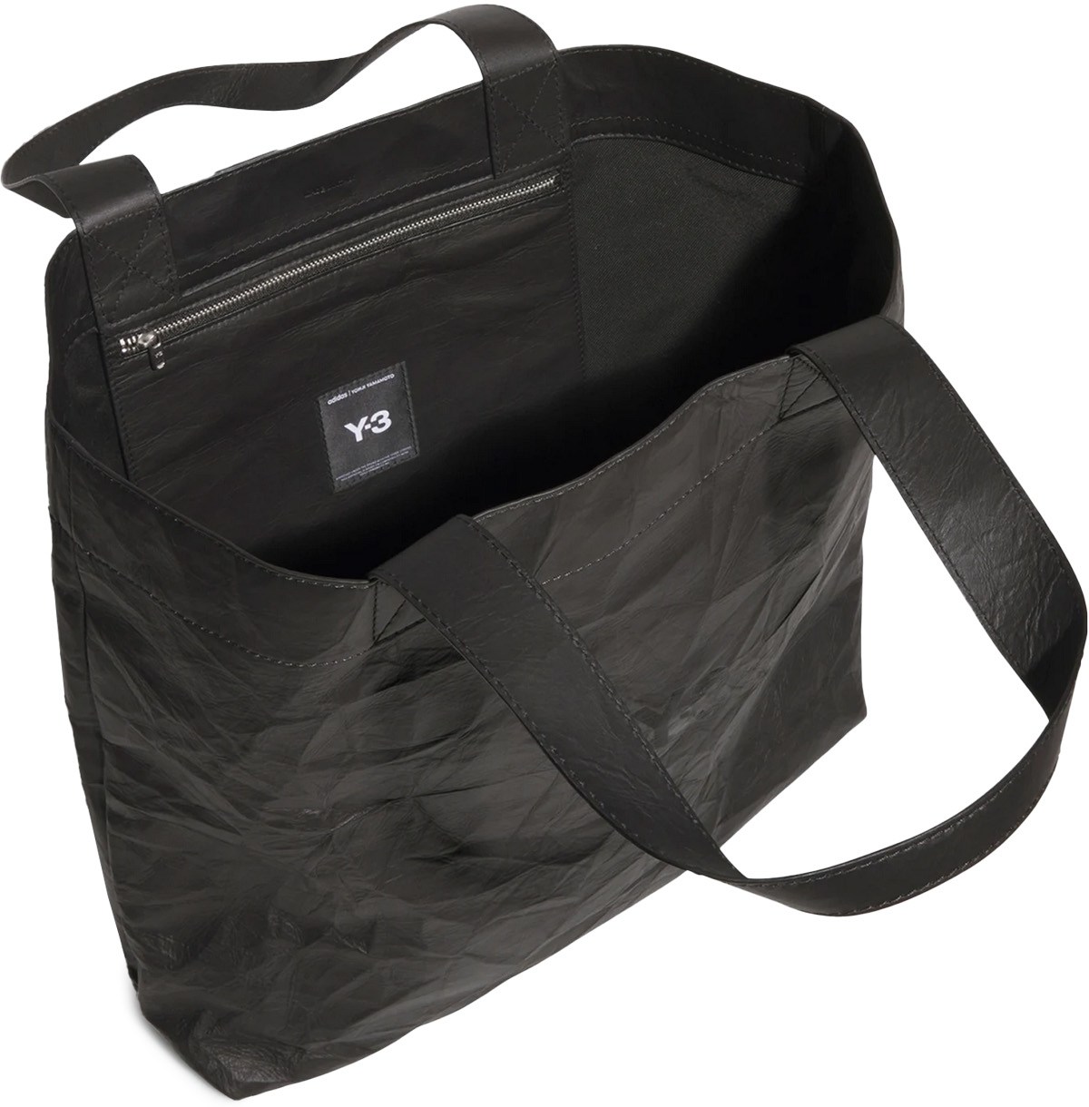 Y-3: Black Leather Tote Bag - 3