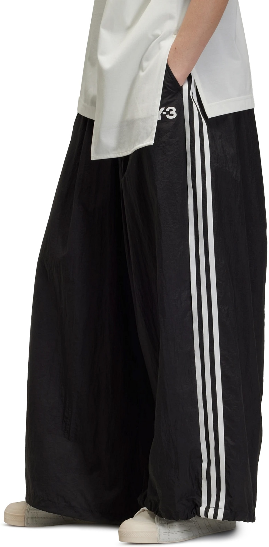 Y-3: Black 3-Stripes Nylon Track Pants - 2