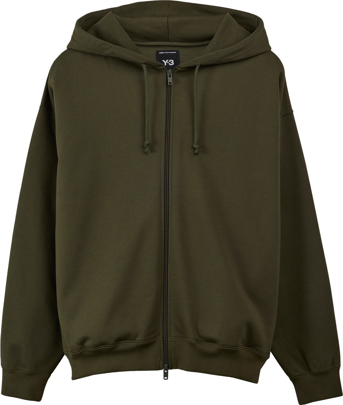 Y-3: Green Brushed Terry Zip Hoodie - 1