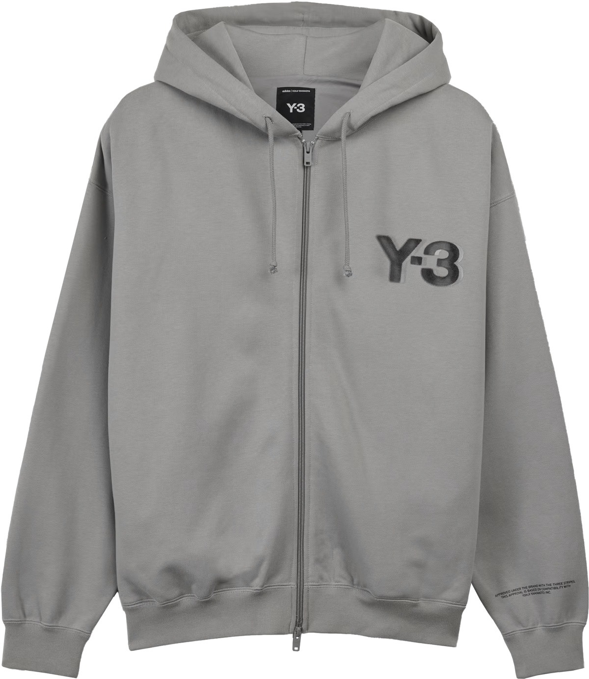 Y-3: Grey Logo Zip Hoodie - 1