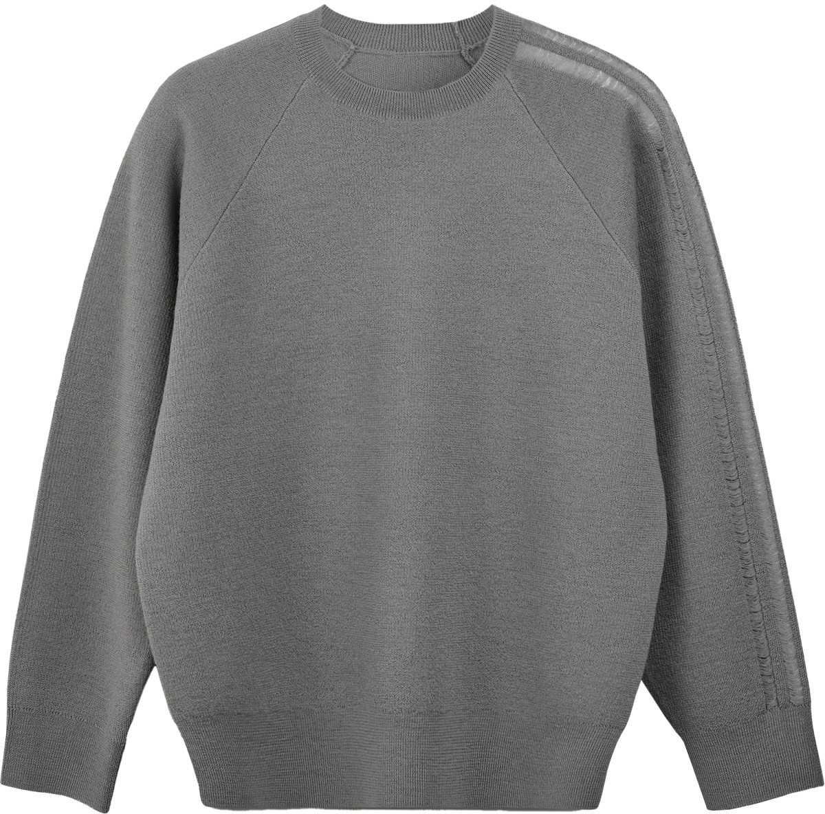 Y-3: Grey Logo Knit Crew Sweater - 1