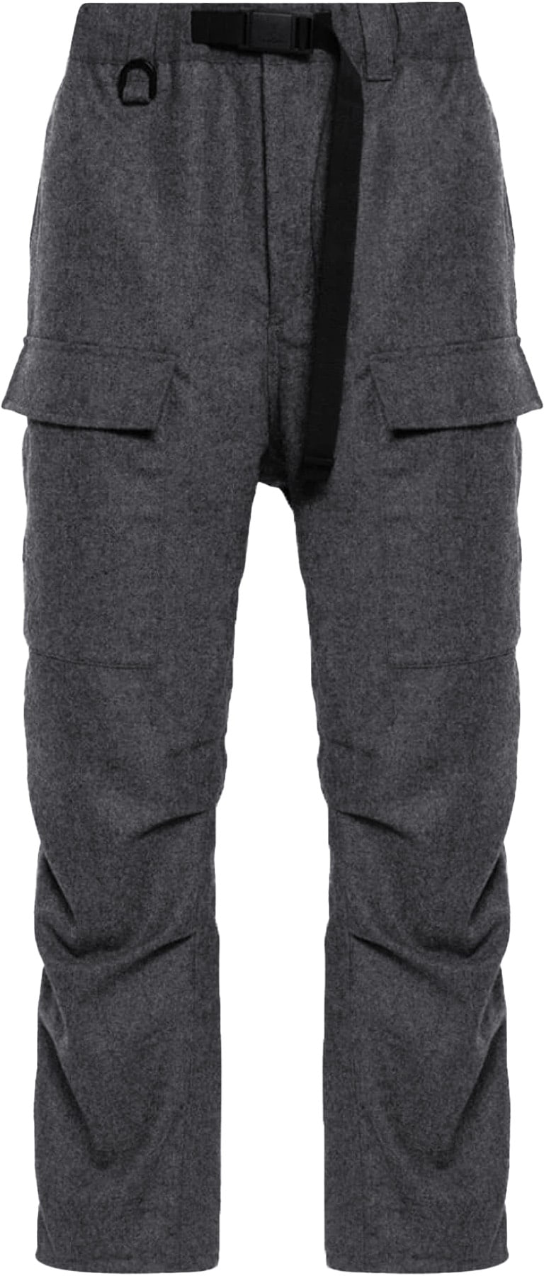 Y-3: Grey Wool Flannel Cargo Pants - 1