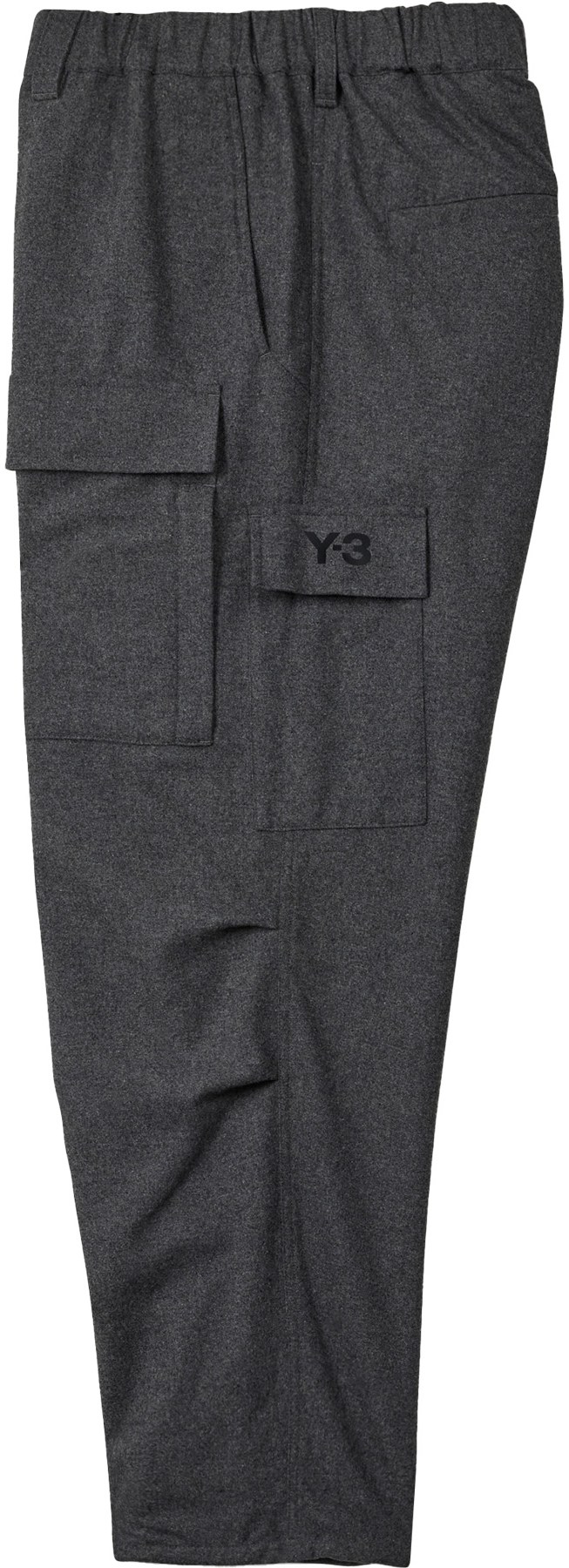 Y-3: Gris Pantalon cargo en flanelle de laine Gris - 2