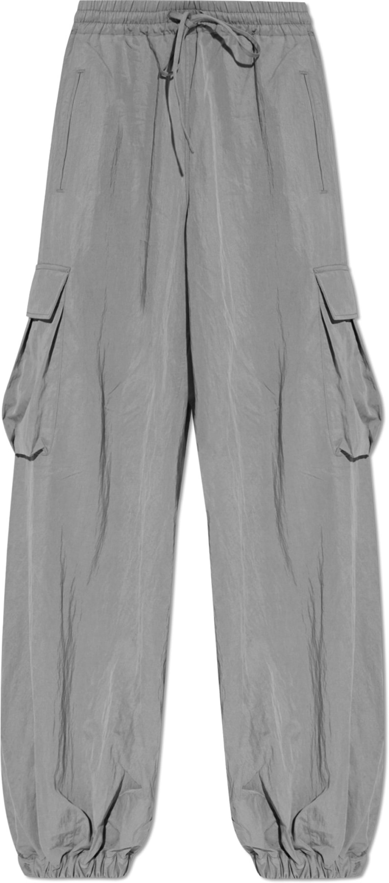 Y-3: Grey Washed Twill Pants - 1