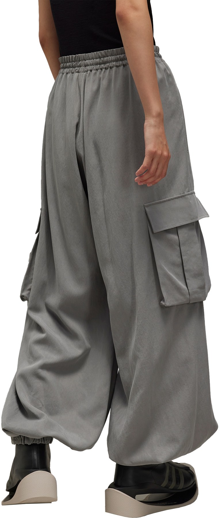 Y-3: Gris Pantalon en sergé lavé Gris - 4