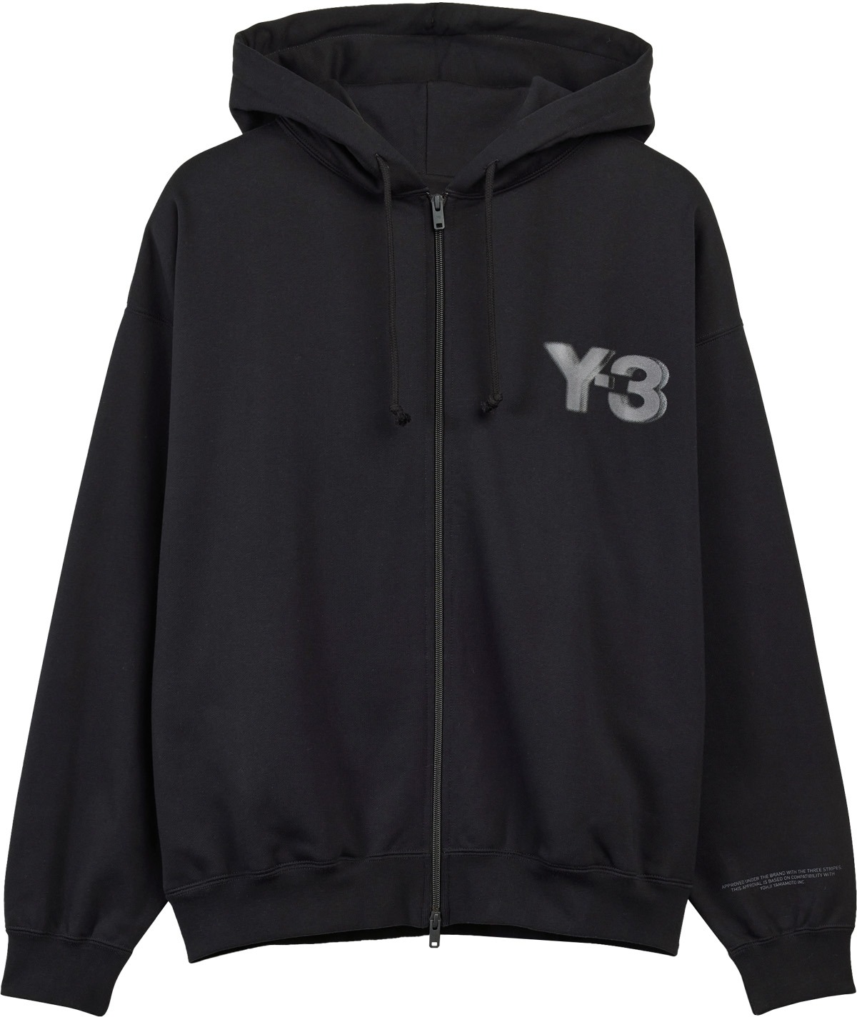 Y-3: Noir Sweat à capuche zippé avec logo Noir - 1